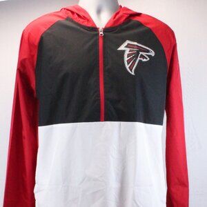 Atlanta Falcons 1/2 - Zip Windbreaker Hooded Long Sleeve Jacket Men's Size Small